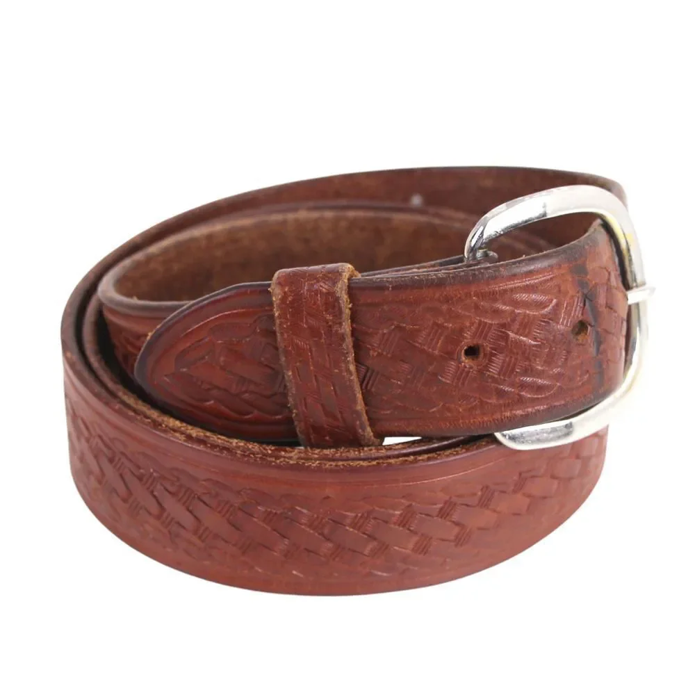 R.A.U. Co TOOLED BROWN REAL LEATHER 1 3/8